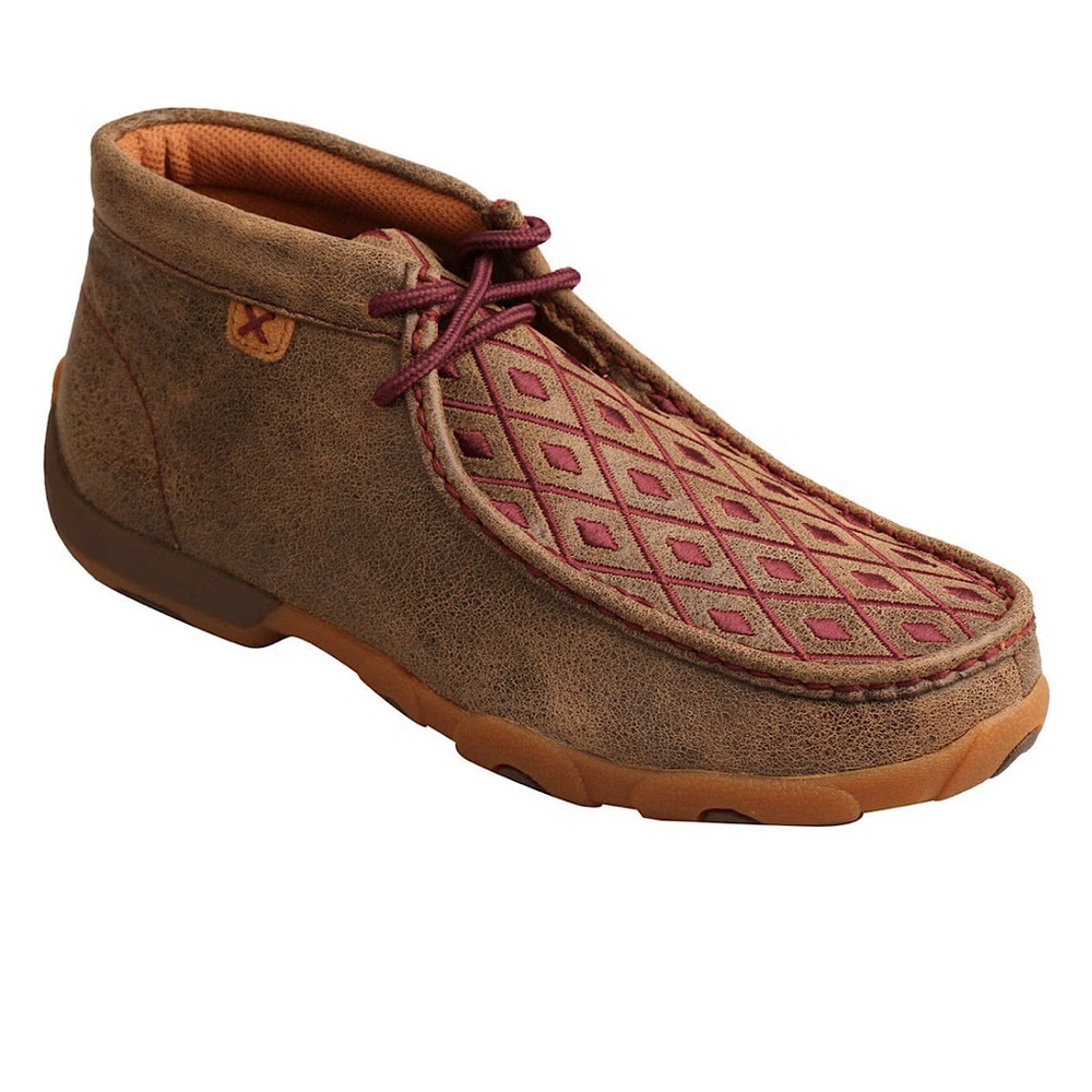 TWISTED X LEATHER DIAMOND EMBROIDERED CHUKKA DRIVING MOCS BOOT SHOE | Size 9
